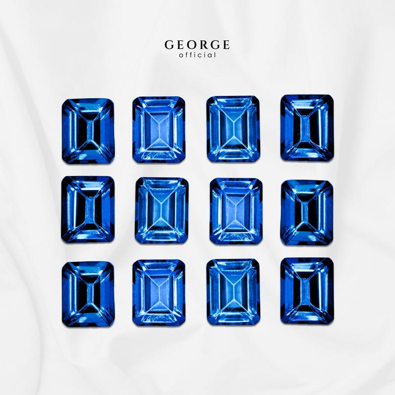 Blue Sapphire Emerald Cut 4x3, 5x3, 6x4, 7x5, 8x6 mm. Wholesale Precious GGBSE Gemstone Ruby Pink Sapphire Purple Sapphire Orange Sapphire Yellow Sapphire George Jewelry