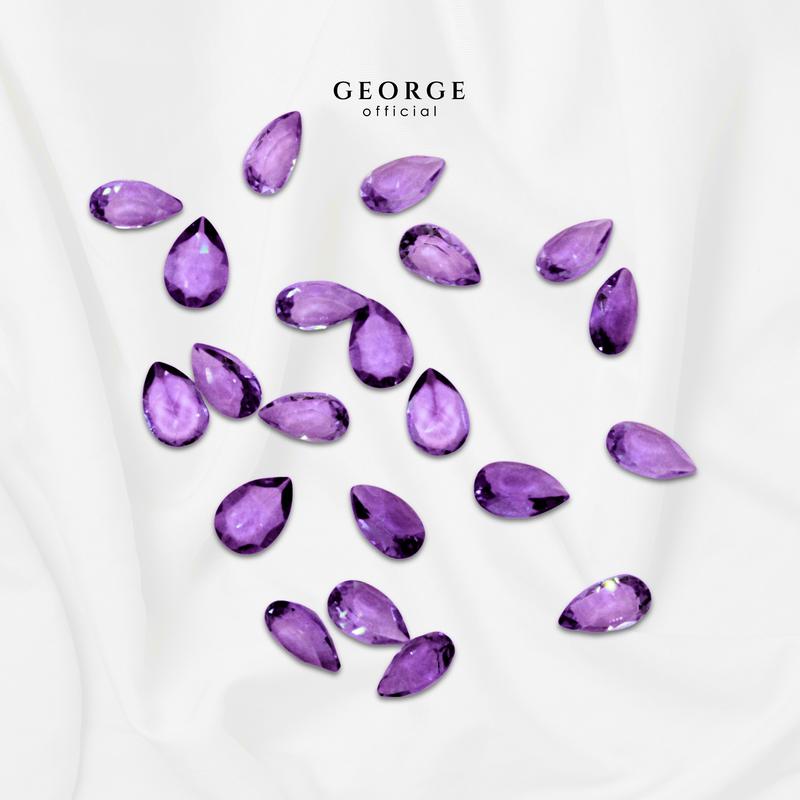 Amethyst Pear Cut 4x3, 5x3, 5x4, 6x4, 7x5, 8x6 mm. Wholesale Semi-Precious GGAMP Gemstone Garnet, Citrine, Peridot, Blue Topaz, Amethyst, Rhodolite Garnet, Green Chrome Diopside, Onyx, Tourmaline, Aquamarine George Jewelry