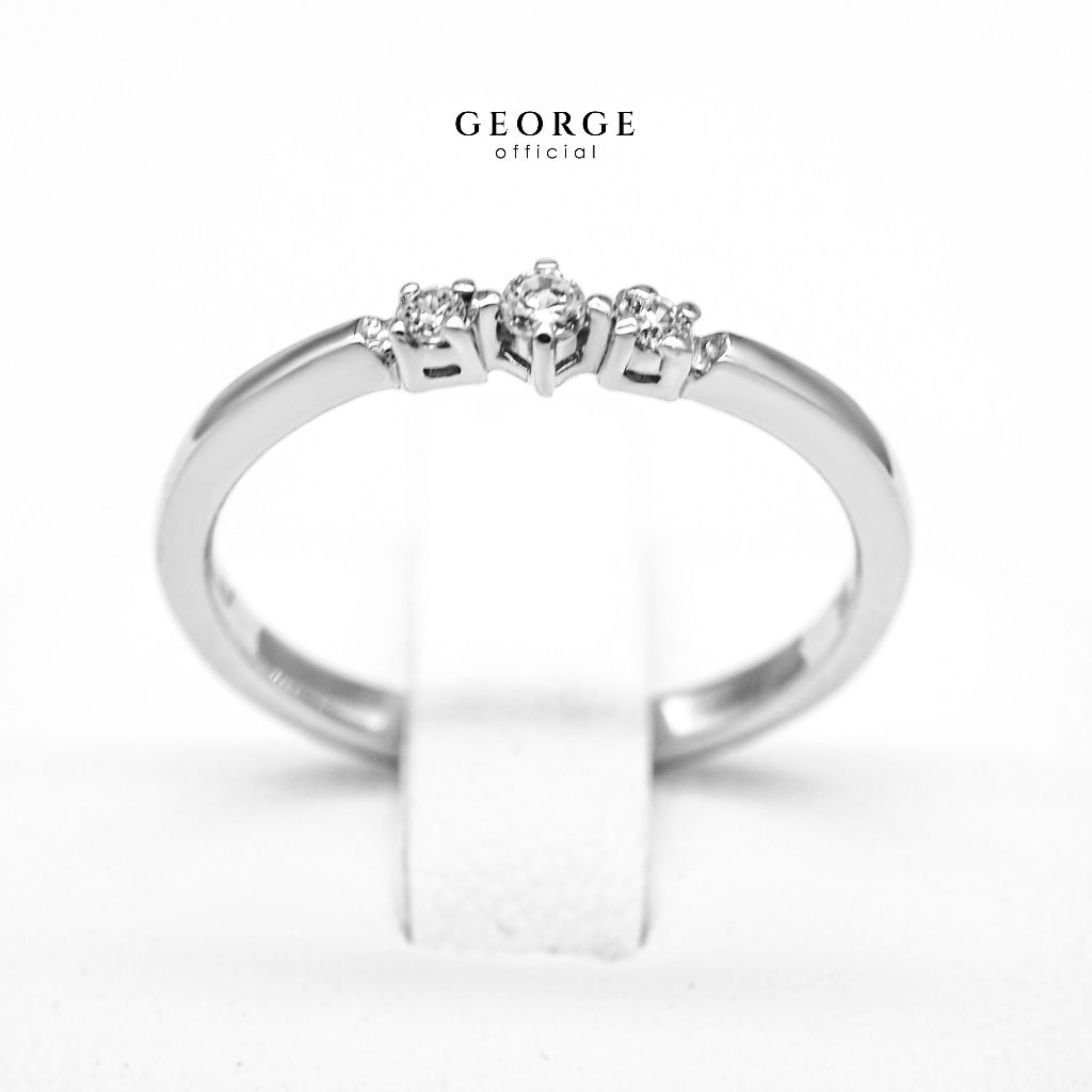 3 Solitaire H&A Cut Ring Small 925 Sterling Silver Setting With Cubic Zirconia (Cz) Plated With White Gold / Gold / Rose Gold Wedding Ring Promise Ring Unisex Diamond Ring Women Ring Anniversary Gifts GR023CZ GEORGE Jewelry