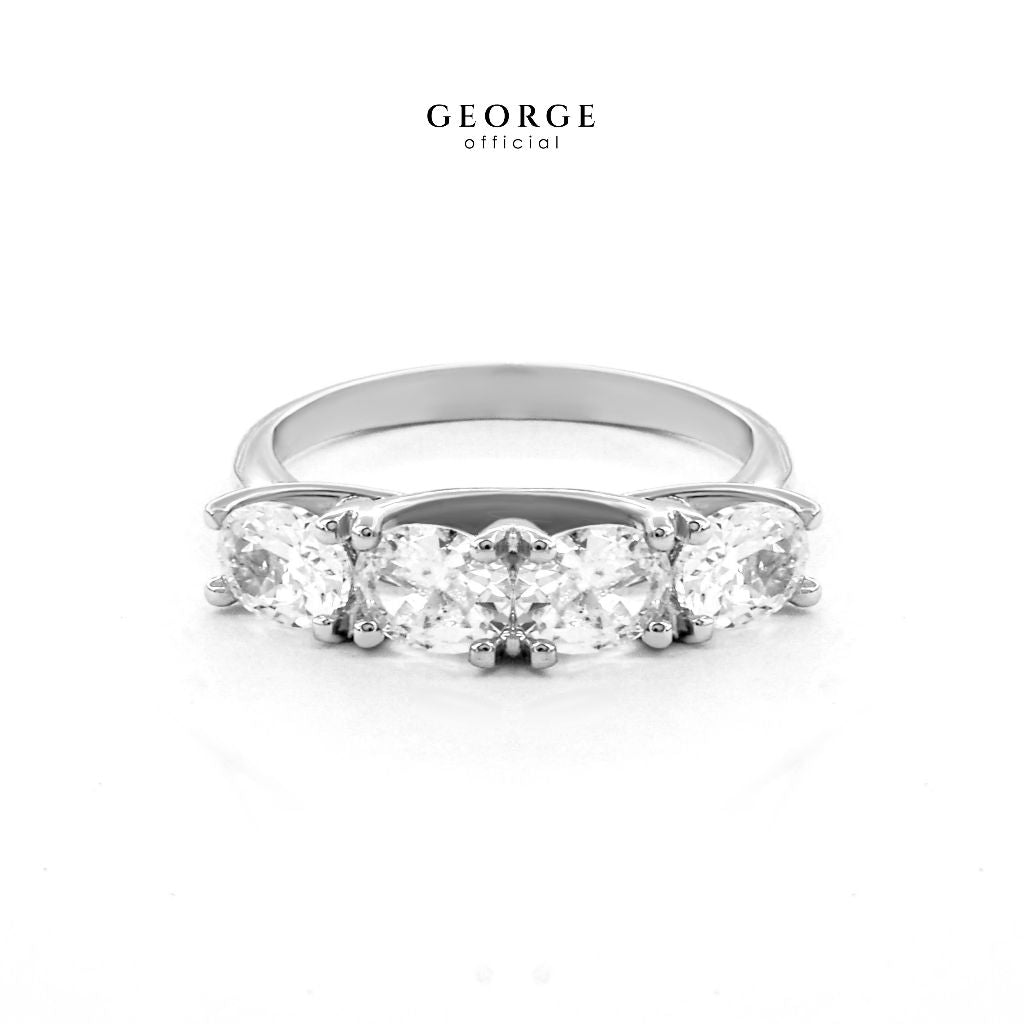 4 Oval Ring H&A Cut 925 Sterling Silver Setting With Cubic Zirconia (Cz) Plated With White Gold / Gold / Rose Gold Wedding Ring Promise Ring Unisex Diamond Ring Women Ring Anniversary Gifts GR019CZ GEORGE Jewelry