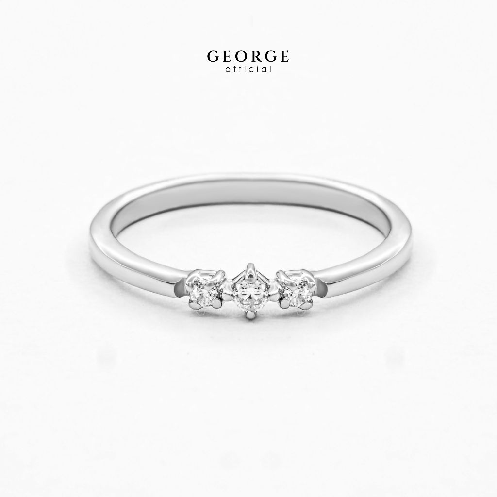 3 Solitaire H&A Cut Ring Small 925 Sterling Silver Setting With Cubic Zirconia (Cz) Plated With White Gold / Gold / Rose Gold Wedding Ring Promise Ring Unisex Diamond Ring Women Ring Anniversary Gifts GR023CZ GEORGE Jewelry