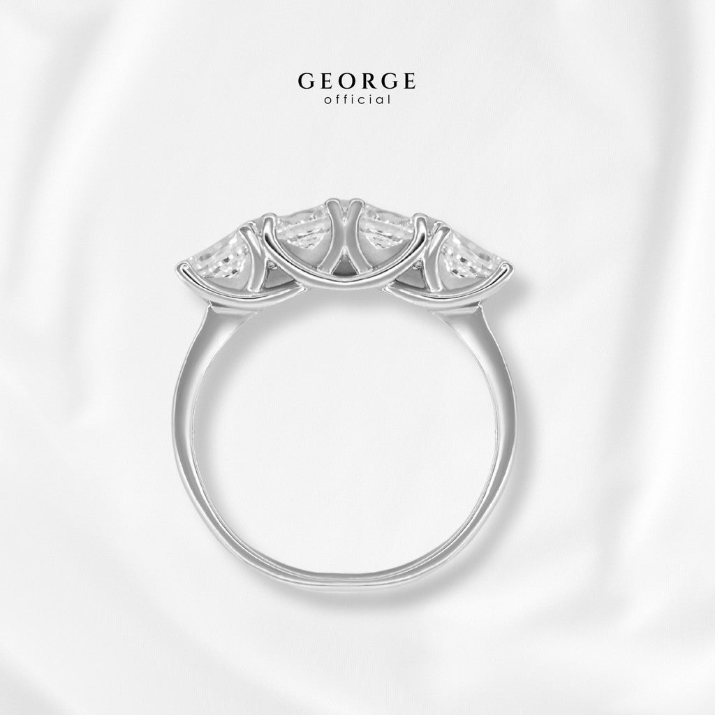4 Oval Ring H&A Cut 925 Sterling Silver Setting With Cubic Zirconia (Cz) Plated With White Gold / Gold / Rose Gold Wedding Ring Promise Ring Unisex Diamond Ring Women Ring Anniversary Gifts GR019CZ GEORGE Jewelry