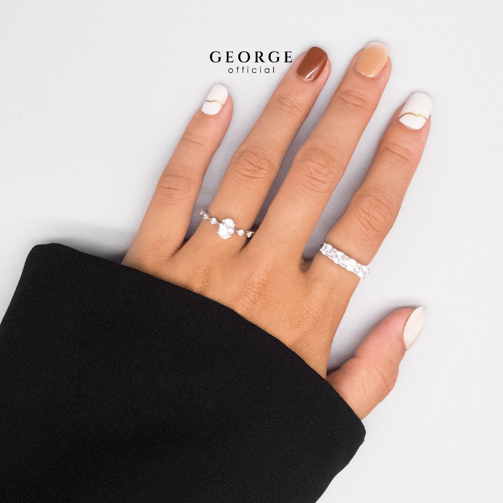4 Oval Ring H&A Cut 925 Sterling Silver Setting With Cubic Zirconia (Cz) Plated With White Gold / Gold / Rose Gold Wedding Ring Promise Ring Unisex Diamond Ring Women Ring Anniversary Gifts GR019CZ GEORGE Jewelry