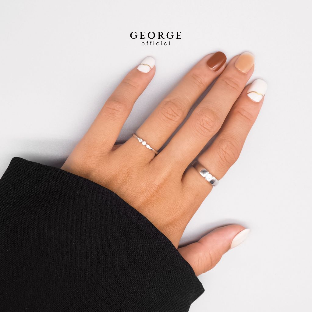 3 Solitaire H&A Cut Ring Small 925 Sterling Silver Setting With Cubic Zirconia (Cz) Plated With White Gold / Gold / Rose Gold Wedding Ring Promise Ring Unisex Diamond Ring Women Ring Anniversary Gifts GR023CZ GEORGE Jewelry