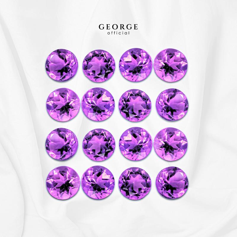 Amethyst Round Brilliant Cut 1-8 mm. Wholesale Semi-Precious GGAMR Gemstone Garnet, Citrine, Peridot, Blue Topaz, Amethyst, Rhodolite Garnet, Green Chrome Diopside, Onyx, Tourmaline, Aquamarine George Jewelry