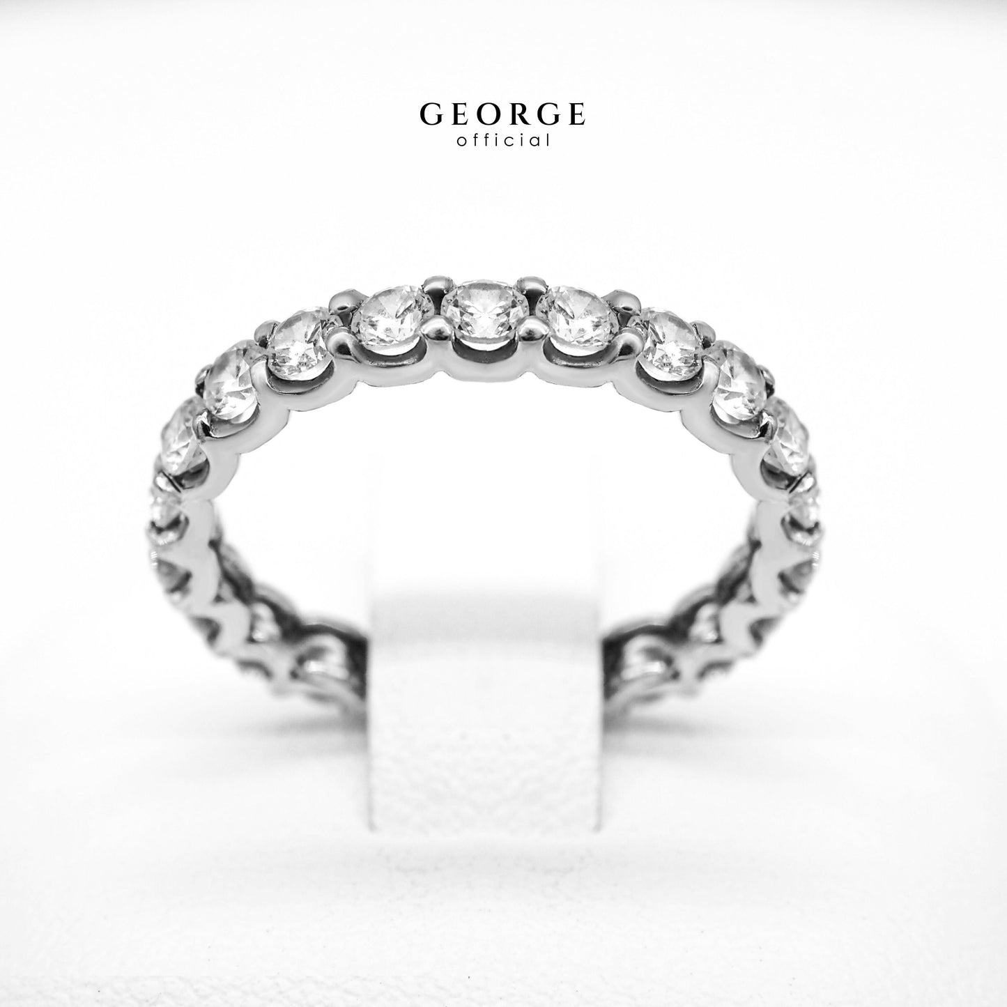 Eternity BandPave Sapphire Infinity Band Full Eternity H&A Cut 925 Sterling Silver Setting With Cubic Zirconia (Cz) Plated With White Gold / Gold / Rose Gold Wedding Ring Promise Ring Women Ring Diamond Ring Anniversary Gifts GR036CZ GEORGE Jewelry