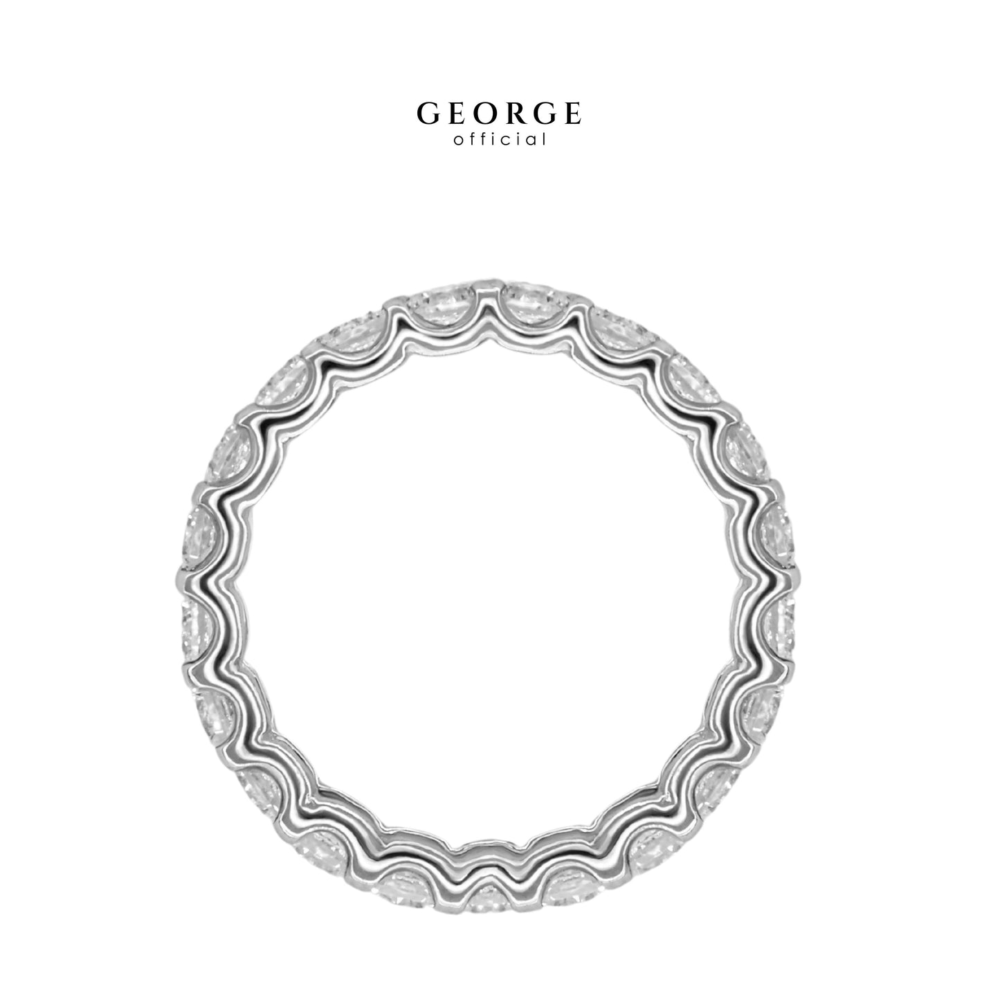 Eternity BandPave Sapphire Infinity Band Full Eternity H&A Cut 925 Sterling Silver Setting With Cubic Zirconia (Cz) Plated With White Gold / Gold / Rose Gold Wedding Ring Promise Ring Women Ring Diamond Ring Anniversary Gifts GR036CZ GEORGE Jewelry