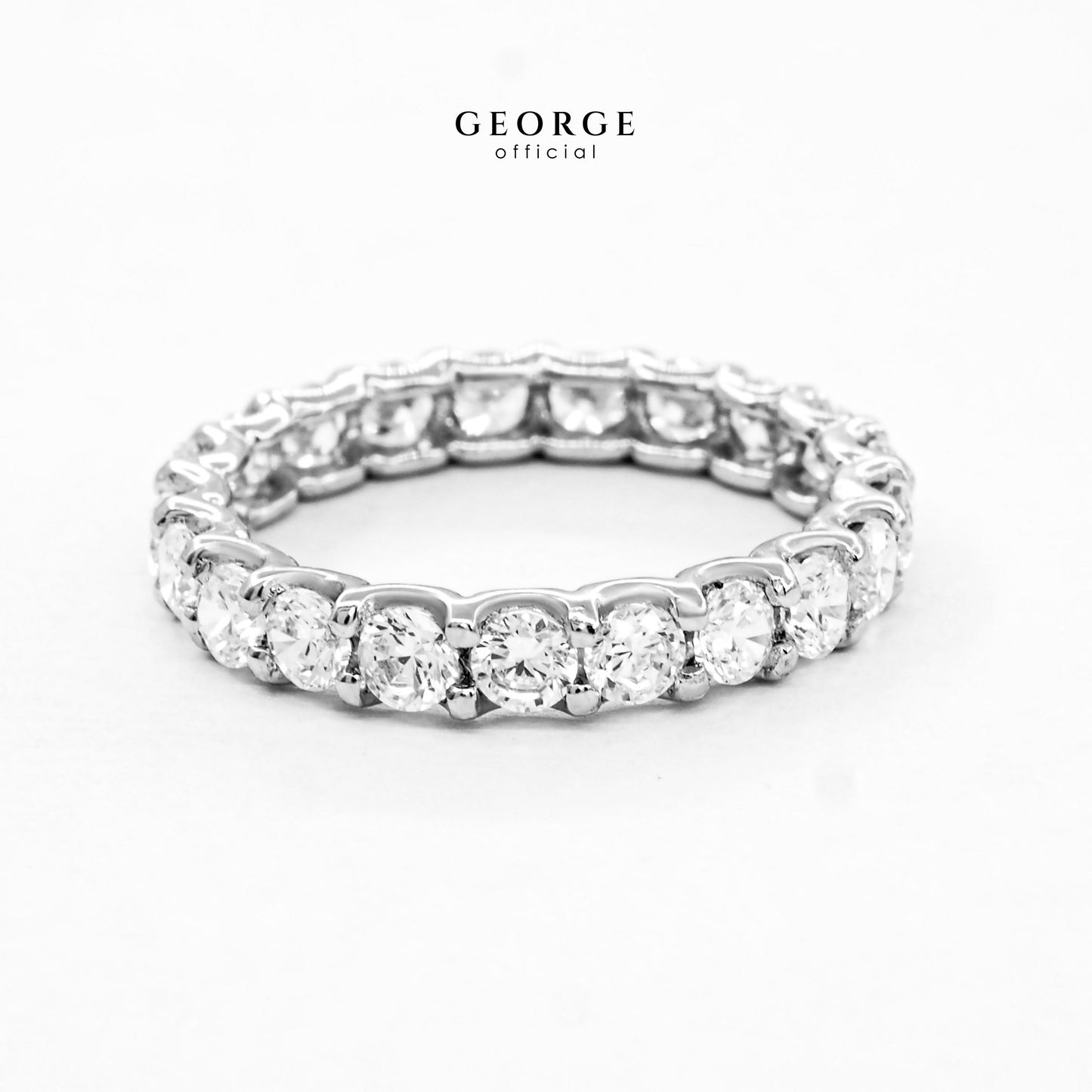 Eternity BandPave Sapphire Infinity Band Full Eternity H&A Cut 925 Sterling Silver Setting With Cubic Zirconia (Cz) Plated With White Gold / Gold / Rose Gold Wedding Ring Promise Ring Women Ring Diamond Ring Anniversary Gifts GR036CZ GEORGE Jewelry