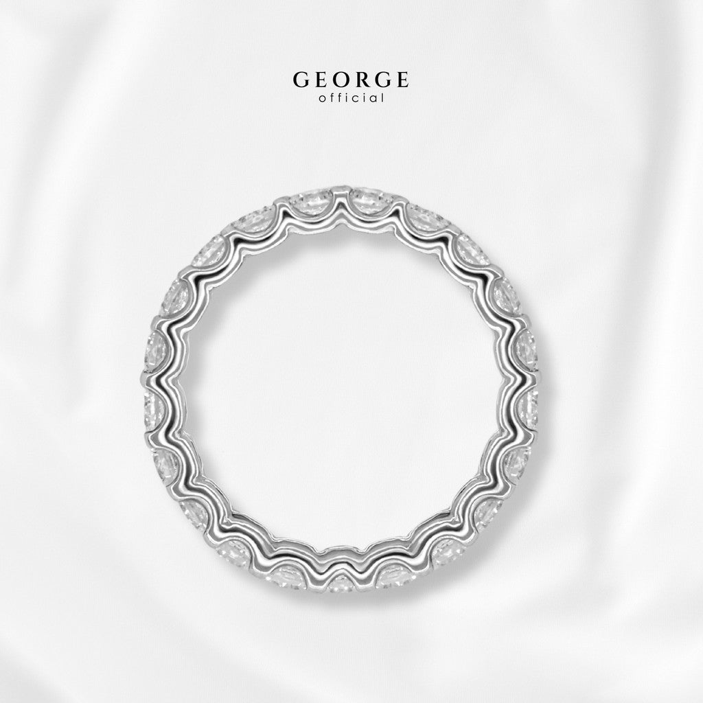 Eternity BandPave Sapphire Infinity Band Full Eternity H&A Cut 925 Sterling Silver Setting With Cubic Zirconia (Cz) Plated With White Gold / Gold / Rose Gold Wedding Ring Promise Ring Women Ring Diamond Ring Anniversary Gifts GR036CZ GEORGE Jewelry