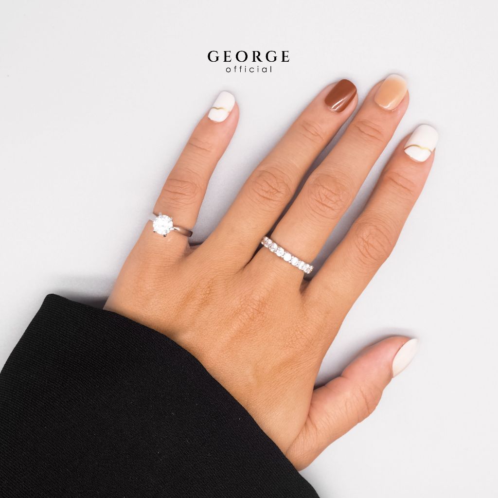 Eternity BandPave Sapphire Infinity Band Full Eternity H&A Cut 925 Sterling Silver Setting With Cubic Zirconia (Cz) Plated With White Gold / Gold / Rose Gold Wedding Ring Promise Ring Women Ring Diamond Ring Anniversary Gifts GR036CZ GEORGE Jewelry