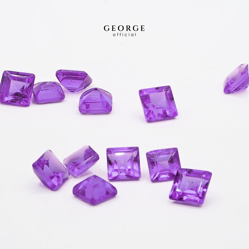 Amethyst Square Step Cut 2-7 mm. Wholesale Semi-Precious GGAMS Gemstone Garnet, Citrine, Peridot, Blue Topaz, Amethyst, Rhodolite Garnet, Green Chrome Diopside, Onyx, Tourmaline, Aquamarine George Jewelry