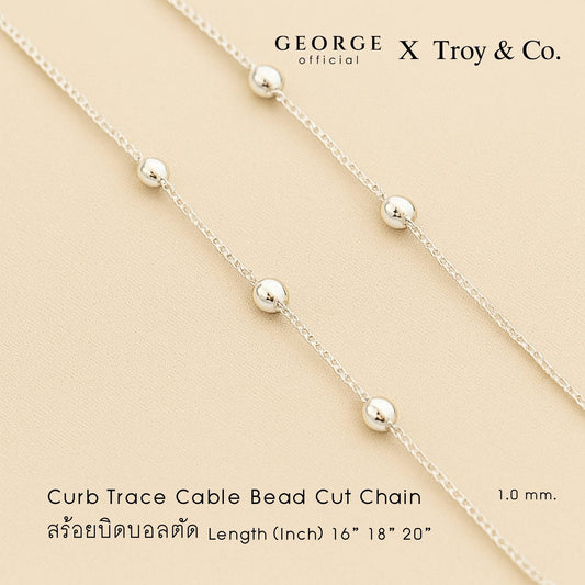 Curb Trace Cable Bead Cut Chain sterling silver necklace S925 Made in Italy Necklace, Korean style necklace, fashion necklace, women's necklace, minimalist necklace, chain necklace GCNS26 GEORGE Jewelry