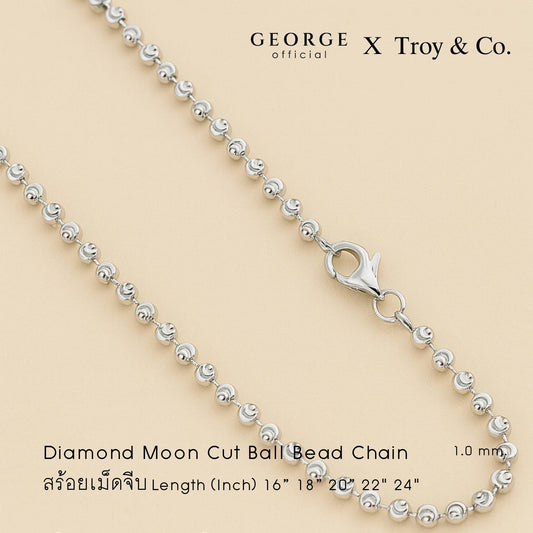 Diamond Moon Cut Ball Bead Chain sterling silver necklace S925 Made in Italy Necklace, Korean style necklace, fashion necklace, women's necklace, minimalist necklace, chain necklace GCNS08 GEORGE Jewelry