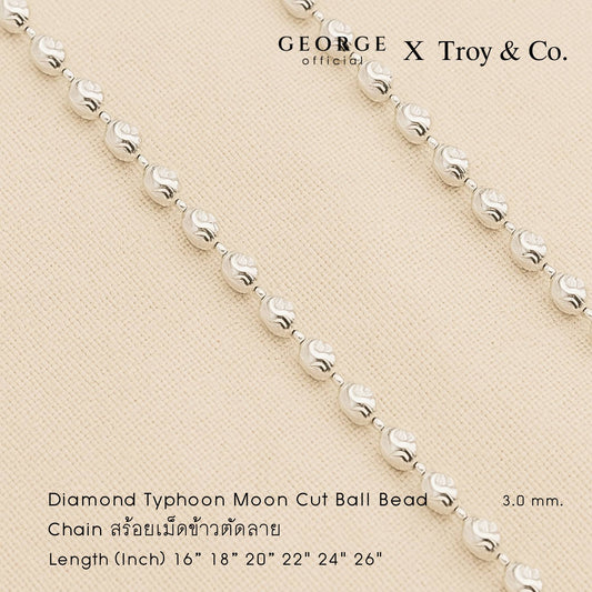 Diamond Typhoon Moon Cut Ball Bead Chain sterling silver necklace S925 Made in Italy Necklace, Korean style necklace, fashion necklace, women's necklace, minimalist necklace, chain necklace GCNS07 GEORGE Jewelry