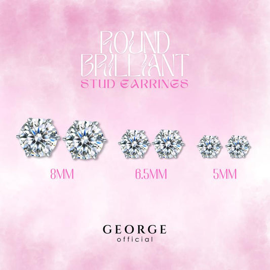 Round Brilliant H&A Sterling silver earrings S925 Diamond earrings, fashion earrings, earrings, hoop earrings, sterling silver earrings Women's earrings, men's earrings, minimalist earrings white gold / gold / rose gold. GE014CZ GEORGE Jewelry