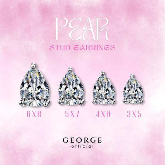 Pear Sterling silver earrings S925 Diamond earrings, gifts, fashion earrings, earrings, hoop earrings, sterling silver earrings Women's earrings, men's earrings, minimalist earrings, plated with white gold / gold / rose gold. GE015CZ GEORGE Jewelry