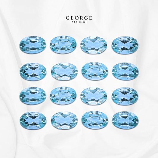 Blue Topaz Oval Cut 5x3, 6x4, 7x5, 8x6, 9x7, 10x8, 11x9 mm. Wholesale Semi-Precious GGBTO Gemstone Garnet, Citrine, Peridot, Blue Topaz, Amethyst, Rhodolite Garnet, Green Chrome Diopside, Onyx, Tourmaline, Aquamarine George Jewelry