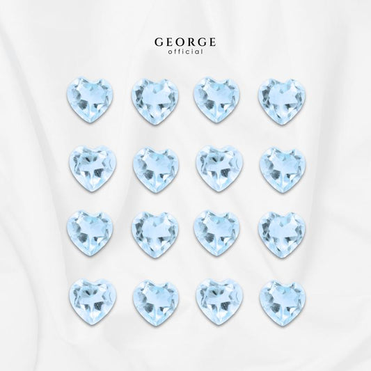 Aquamarine Heart Cut 3-7 mm. Wholesale Semi-Precious GGAQH Gemstone Garnet, Citrine, Peridot, Blue Topaz, Amethyst, Rhodolite Garnet, Green Chrome Diopside, Onyx, Tourmaline, Aquamarine George Jewelry