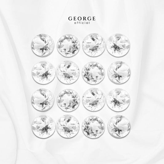 White Topaz Round Brilliant Cut 1-8 mm. Wholesale Semi-Precious GGWTR Gemstone Garnet, Citrine, Peridot, Blue Topaz, Amethyst, Rhodolite Garnet, Green Chrome Diopside, Onyx, Tourmaline, Aquamarine George Jewelry