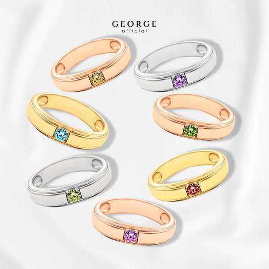 Birthstone ring Garnet, Citrine, Peridot, Green Chrome, Amethyst, Rhodolite Garnet, Blue Topaz S925 sterling silver ring plated with white gold / gold / rose gold GR013G GEORGE Jewelry