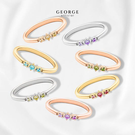 Birthstone ring Garnet, Citrine, Peridot, Green Chrome, Amethyst, Rhodolite Garnet, Blue Topaz S925 sterling silver ring plated with white gold / gold / rose gold GR023G GEORGE Jewelry