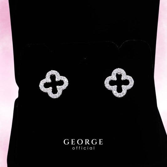 Bow Sterling silver earrings S925 embedded with cubic zirconia (CZ) Diamond earrings, gifts, fashion earrings, earrings, hoop earrings, sterling silver earrings women's earrings Minimalist Earrings GE001CZ GEORGE Jewelry