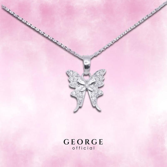 Butterfly necklace S925 Sterling silver Cubic zirconia (CZ) diamond necklace, silver pendant, pendant necklace, fashion necklace, women's necklace minimalist necklace GN014CZ GEORGE Jewelry