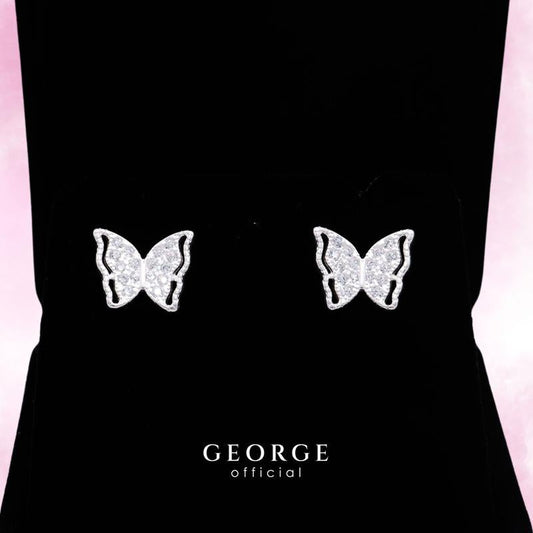 Butterfly Sterling silver earrings S925 embedded with cubic zirconia (CZ) Diamond earrings, gifts, fashion earrings, earrings, hoop earrings, sterling silver earrings women's earrings Minimalist Earrings GE005CZ GEORGE Jewelry
