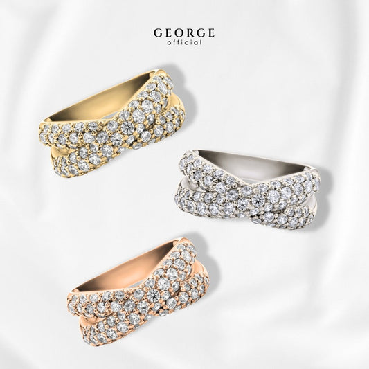 Cross Ring  H&A Cu﻿t 925 Sterling Silver Setting With Cubic Zirconia (Cz) Plated With White Gold / Gold / Rose Gold Wedding Ring Promise Ring Women Ring Diamond Ring Anniversary Gifts  GR009CZ GEORGE Jewelry