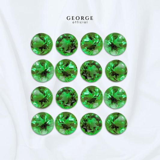 Green Chrome Diopside Round Brilliant Cut 1-8 mm. Wholesale Semi-Precious GGGCR Gemstone Garnet, Citrine, Peridot, Blue Topaz, Amethyst, Rhodolite Garnet, Green Chrome Diopside, Onyx, Tourmaline, Aquamarine George Jewelry
