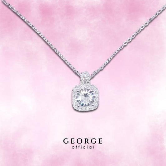 Halo diamond necklace S925 Sterling silver Cubic zirconia (CZ) diamond necklace, silver pendant, pendant necklace, fashion necklace, women's necklace minimalist necklace GN002CZ GEORGE Jewelry
