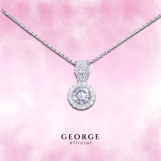 Halo diamond necklace S925 Sterling silver Cubic zirconia (CZ) diamond necklace, silver pendant, pendant necklace, fashion necklace, women's necklace minimalist necklace GN003CZ GEORGE Jewelry