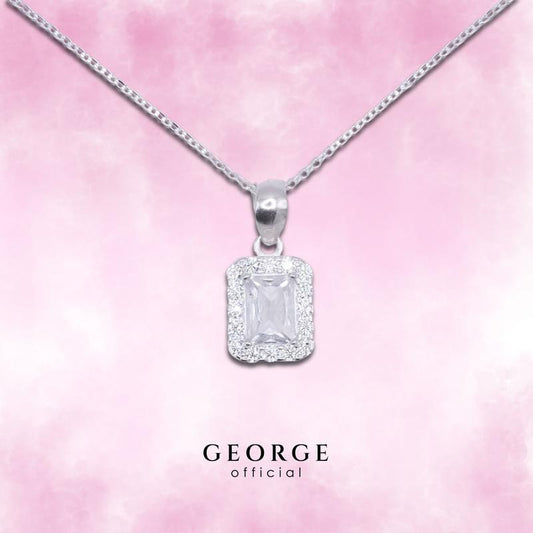 Halo diamond necklace S925 Sterling silver Cubic zirconia (CZ) diamond necklace, silver pendant, pendant necklace, fashion necklace, women's necklace minimalist necklace GN007CZ GEORGE Jewelry