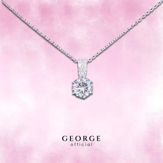 Halo diamond necklace S925 Sterling silver Cubic zirconia (CZ) diamond necklace, silver pendant, pendant necklace, fashion necklace, women's necklace minimalist necklace GN012CZ GEORGE Jewelry