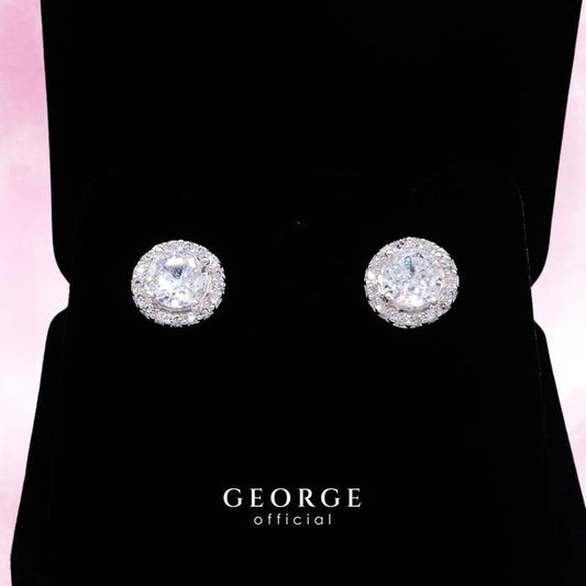 Halo Sterling silver earrings S925 embedded with cubic zirconia (CZ) Diamond earrings, gifts, fashion earrings, earrings, hoop earrings, sterling silver earrings women's earrings Minimalist Earrings GE007CZ GEORGE Jewelry
