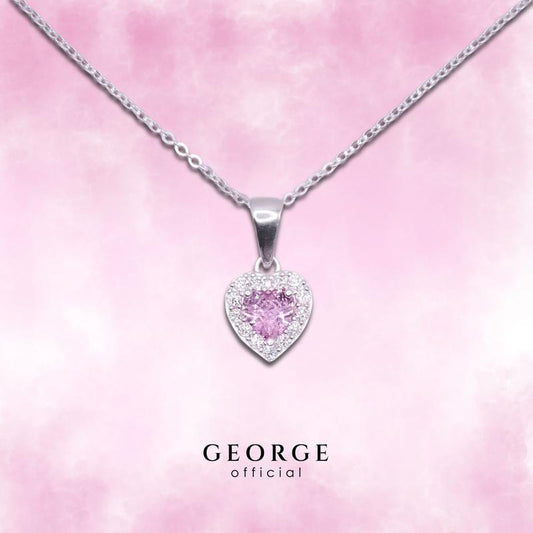 Heart halo diamond necklace S925 Sterling silver Cubic zirconia (CZ) diamond necklace, silver pendant, pendant necklace, fashion necklace, women's necklace minimalist necklace GN013CZ GEORGE Jewelry
