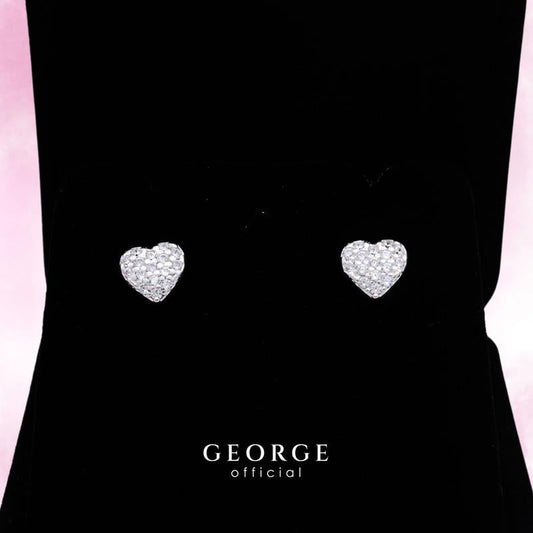 Heart Sterling silver earrings S925 embedded with cubic zirconia (CZ) Diamond earrings, gifts, fashion earrings, earrings, hoop earrings, sterling silver earrings women's earrings Minimalist Earrings GE006CZ GEORGE Jewelry