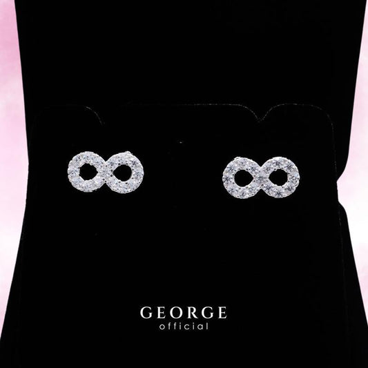 Infinity Sterling silver earrings S925 embedded with cubic zirconia (CZ) Diamond earrings, gifts, fashion earrings, earrings, hoop earrings, sterling silver earrings women's earrings Minimalist Earrings GE008CZ GEORGE Jewelry