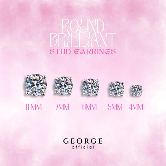 Round Brilliant H&A Sterling silver earrings S925 Diamond earrings, fashion earrings, earrings, hoop earrings, sterling silver earrings Women's earrings, men's earrings, minimalist earrings white gold / gold / rose gold. GE016CZ GEORGE Jewelry