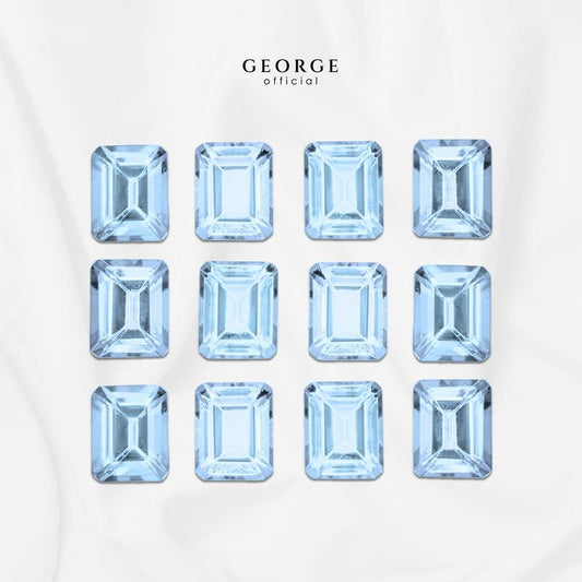 Aquamarine Emerald Cut 4x3, 5x3, 6x4, 7x5, 8x6  mm. Wholesale Semi-Precious GGAQE Gemstone Garnet, Citrine, Peridot, Blue Topaz, Amethyst, Rhodolite Garnet, Green Chrome Diopside, Onyx, Tourmaline, Aquamarine George Jewelry