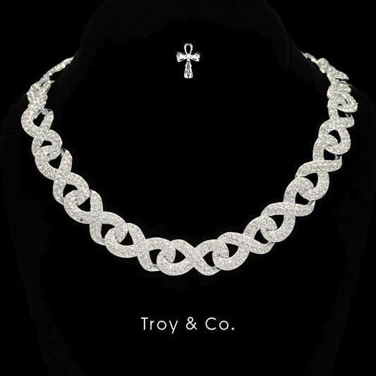 Infinity Link Chain, Moissanite diamond, cross chain design, iced out, rapper fashion necklace, unique TMDN011 Troy & Co.